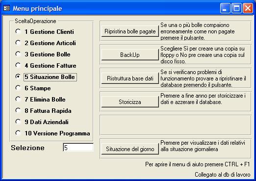 Menu principale